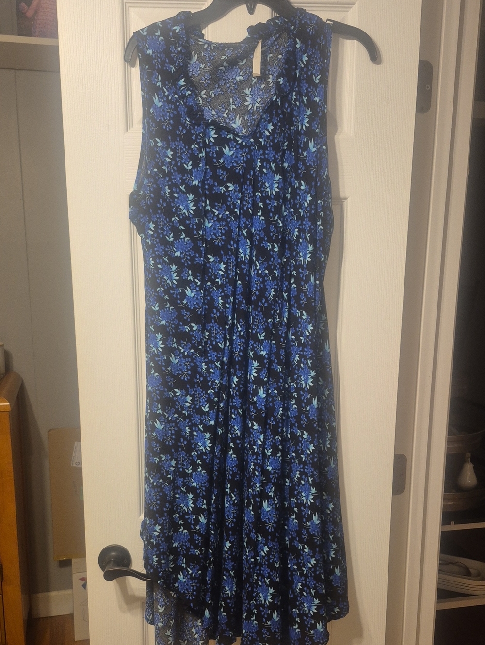 Sleeveless Navy & Blue Floral Maxi Dress